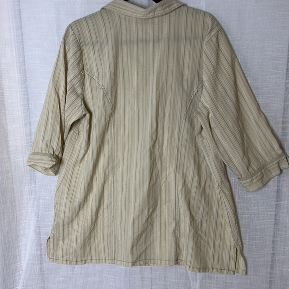 Claire France embroidered boho western shirt ,2X, cuff,multi print,seersucker EC - Picture 13 of 14